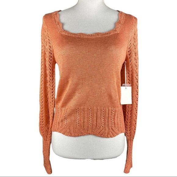 Lauren Conrad Knit Blush Crepe Long Sleeve Acrylic Sweater - Picture 2 of 9